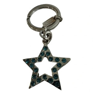 COACH Y2K Vintage Blue Pave Swarovski Crystal Star Keychain Purse Charm NEW NWOT